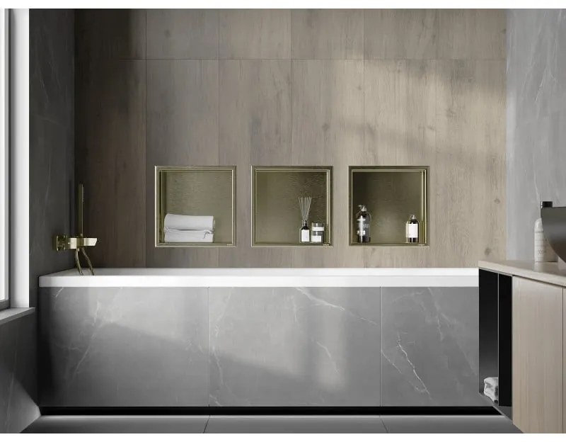 Mexen X-Wall-R, polička na zapustenie na obklad s golierom 30 x 30 cm, zlatá lesklá, 1950303010