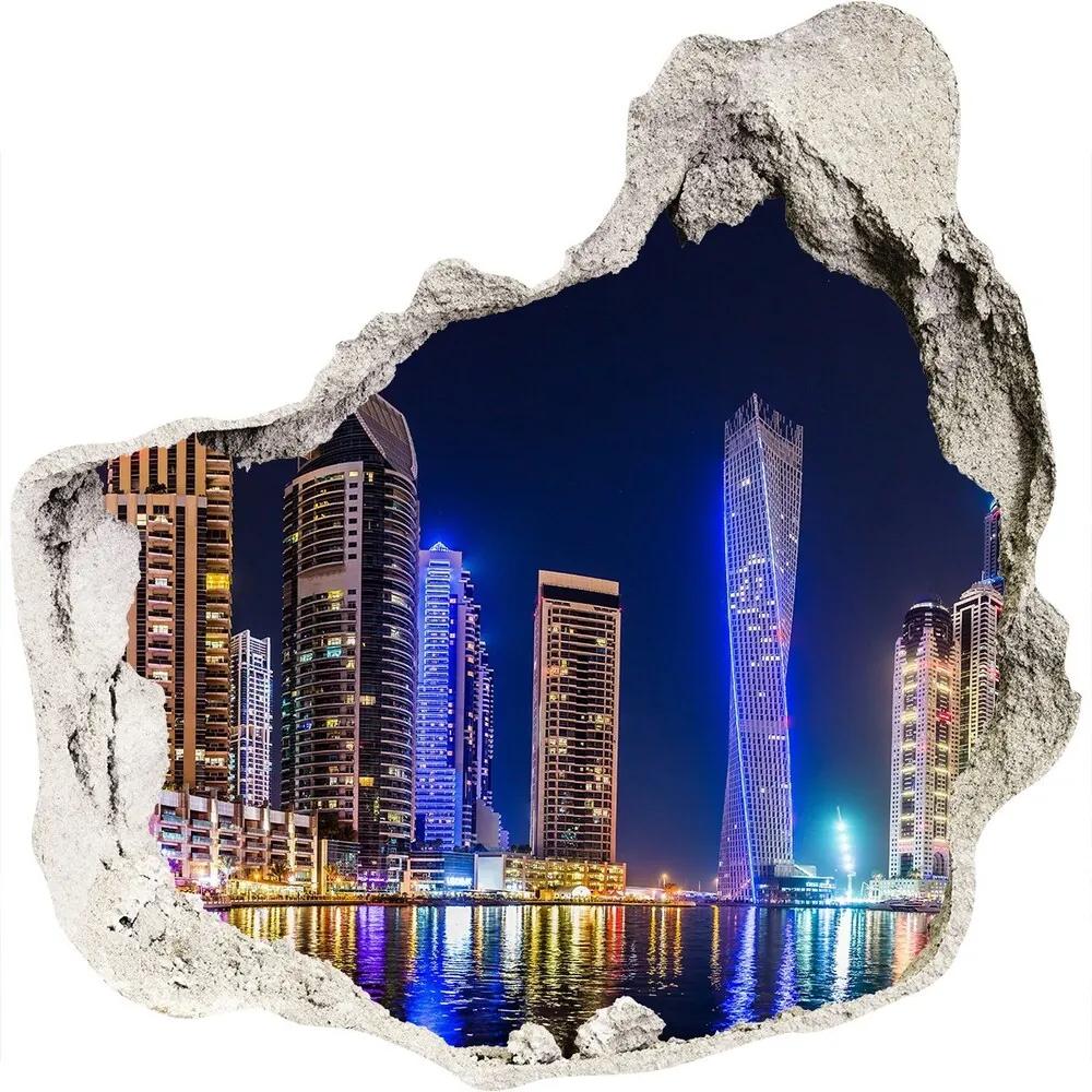 Nálepka fototapeta 3D výhľad Dubaj noc WallHole-75x75-piask-64879724