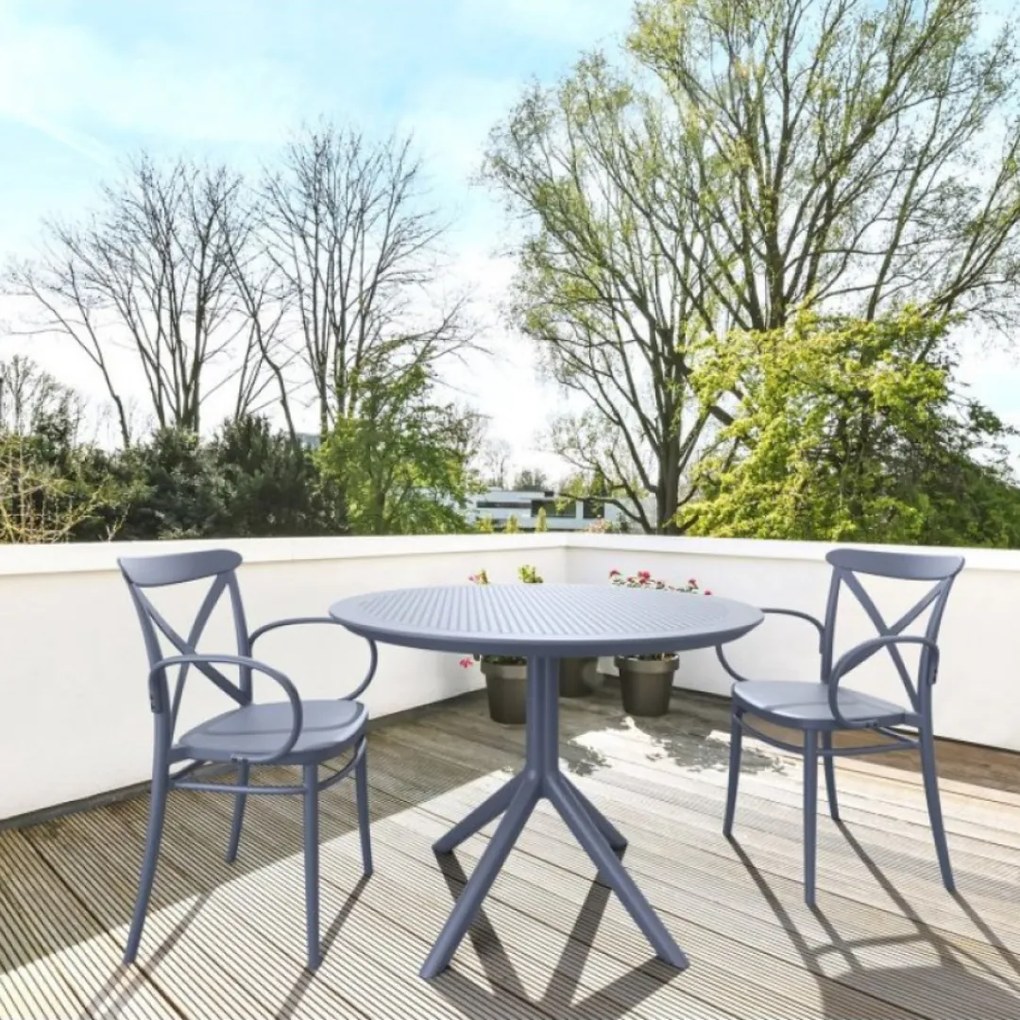 SKY Ø105 záhradný stôl dark grey