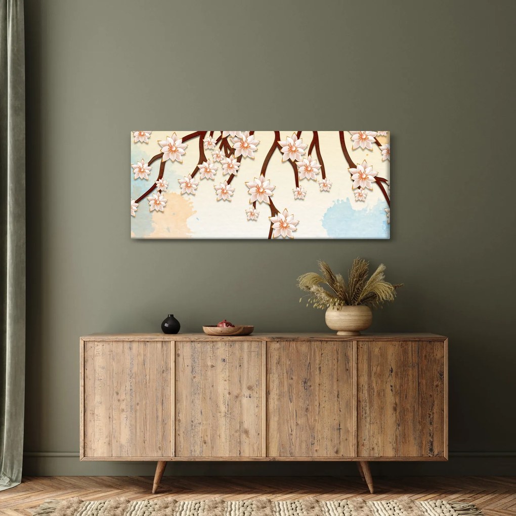 Obraz - Kvety na vetvách, farebné (120x50 cm)