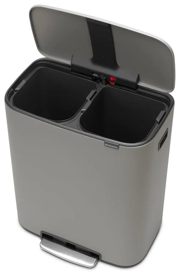 Svetlosivý nášľapný oceľový odpadkový kôš na triedený odpad 60 l Bo – Brabantia