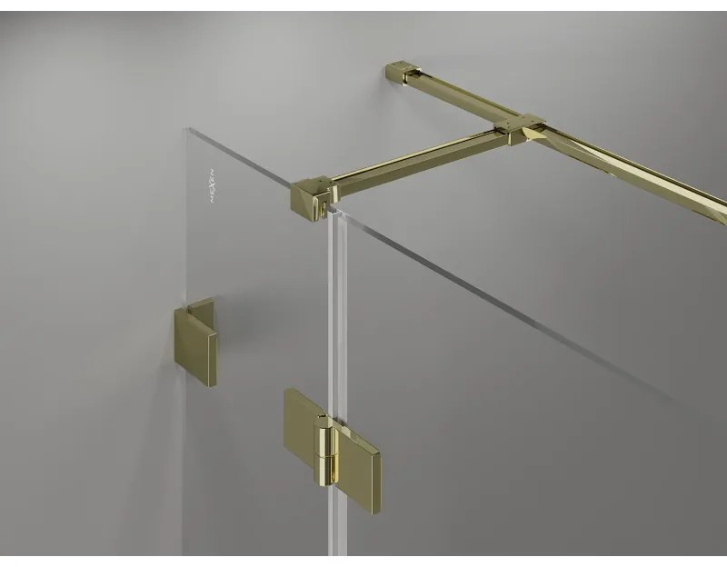Mexen Lunar T, výklopný sprchový kút pravý 130 x 80 cm, 8mm číre sklo, zlatý profil, 834T-130-080-50-00-P