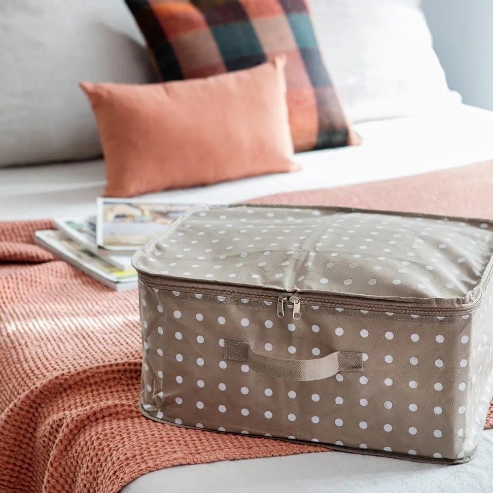 Béžový box na uloženie oblečenia Compactor Dots, 46 × 20,5 cm