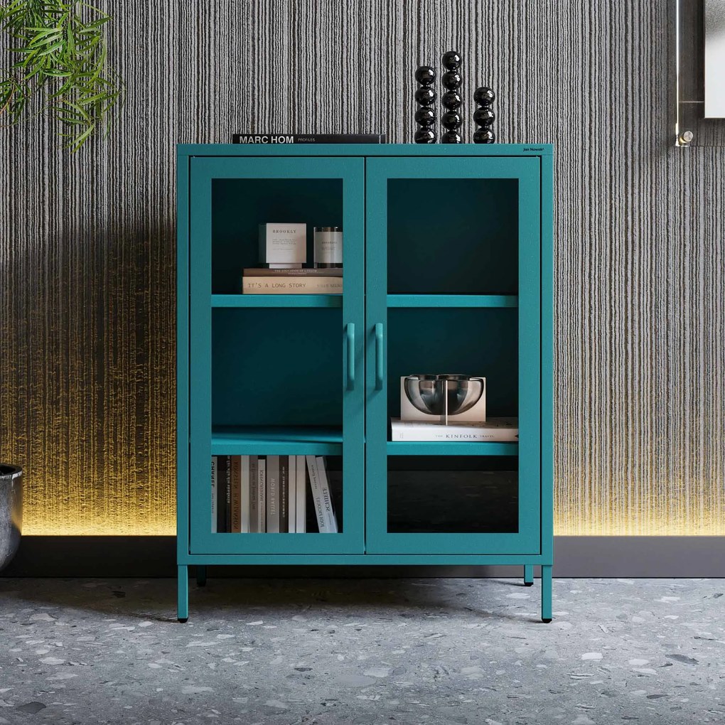 Vitrína GINA, 800 x 1015 x 400 mm, Modern: morská farba