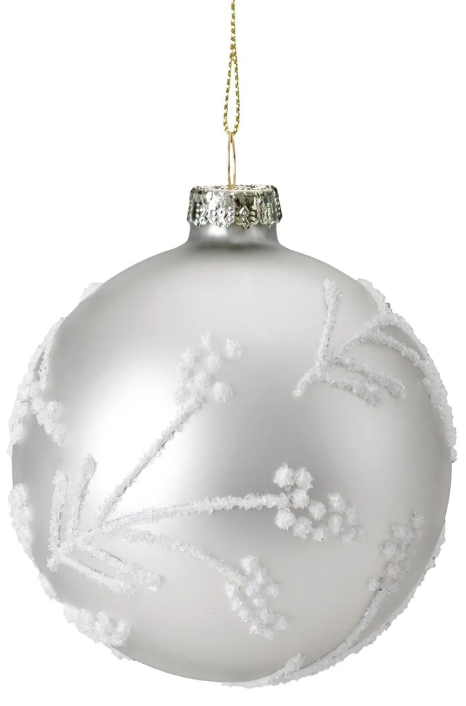 SKLENENÁ VIANOČNÁ BANKA NA STROMČEK SADA 4 KS (FI) 8 CM STRIEBORNÁ