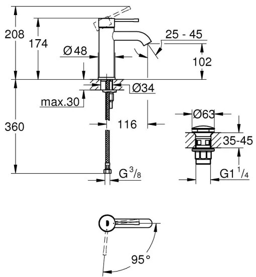 GROHE 23797001 - Umývadlová batéria ESSENCE, veľkosť S, lesklý chróm