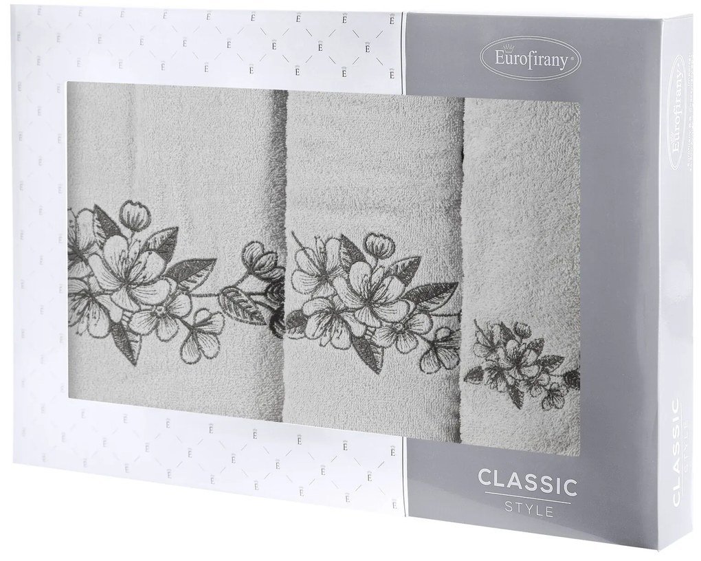 FROTÉ UTERÁK SOFIA SADA 1KS 30X50 CM, 1KS 50X90 CM, 1KS 70X140 CM STRIEBORNÁ