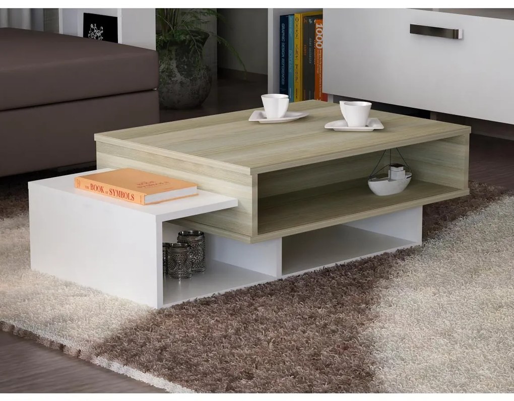 Konferenčný stolík TAB 32x105 cm béžová/biela