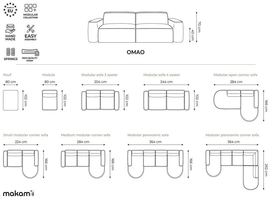 Svetlosivá ženilková rohová pohovka (ľavý roh/s leňoškou) Omao – Makamii