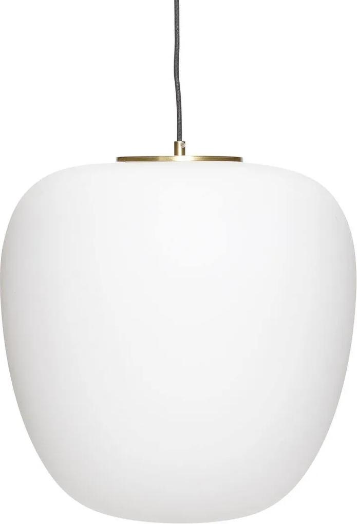 Hübsch Sklenený luster Luno White/Brass 40 cm