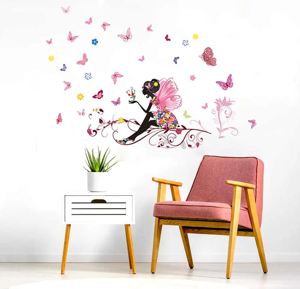 DAALO Samolepka na stenu - víla s motýlikmi