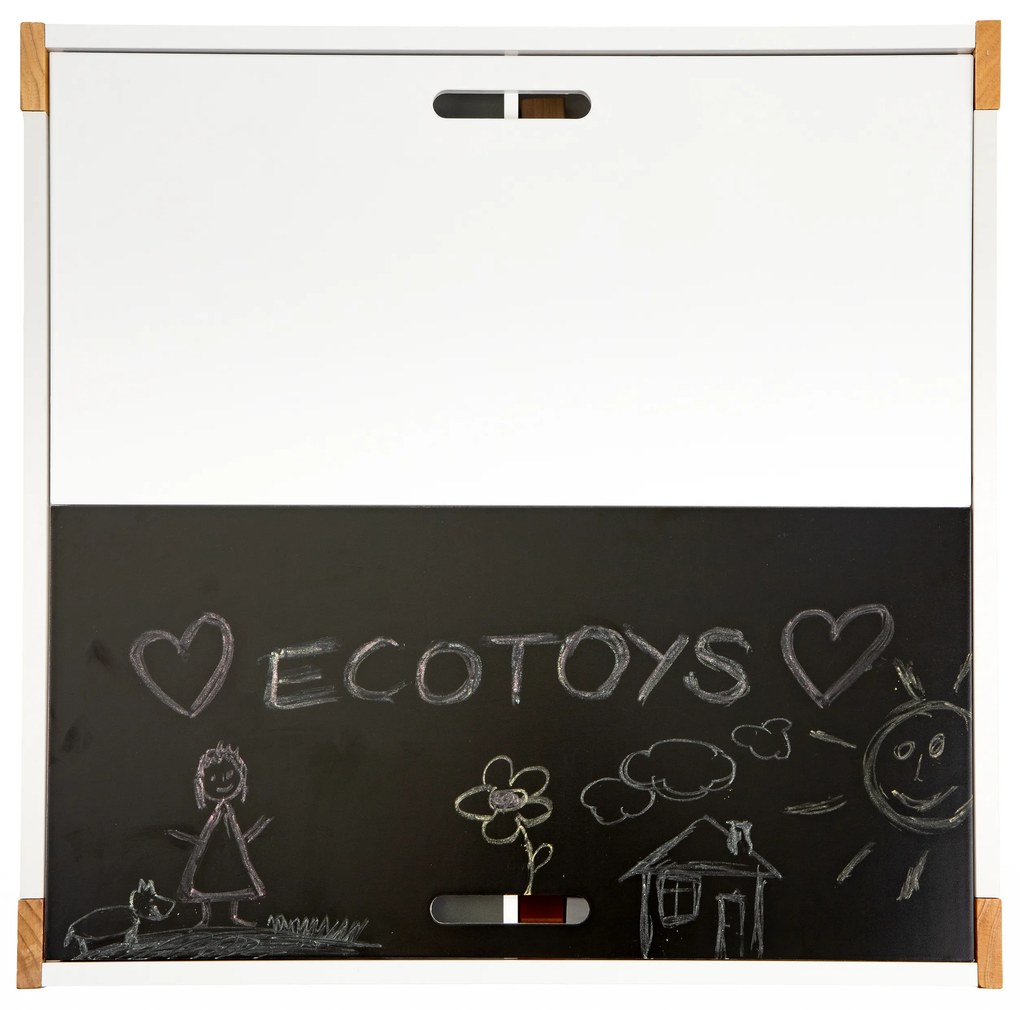 EcoToys Detský drevený stôl so stoličkami - biely