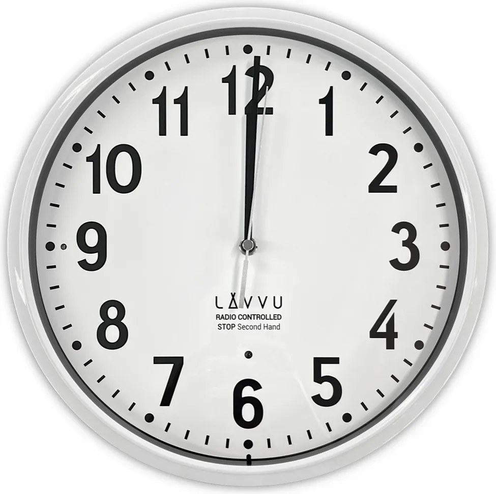Presné biele rádiovo ovládané nástenné hodiny Lavvu LCR3021, 30cm