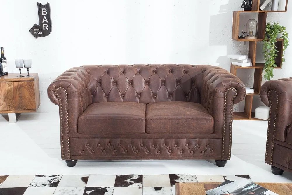 Dvojsedačka Chesterfield Vintage II koža