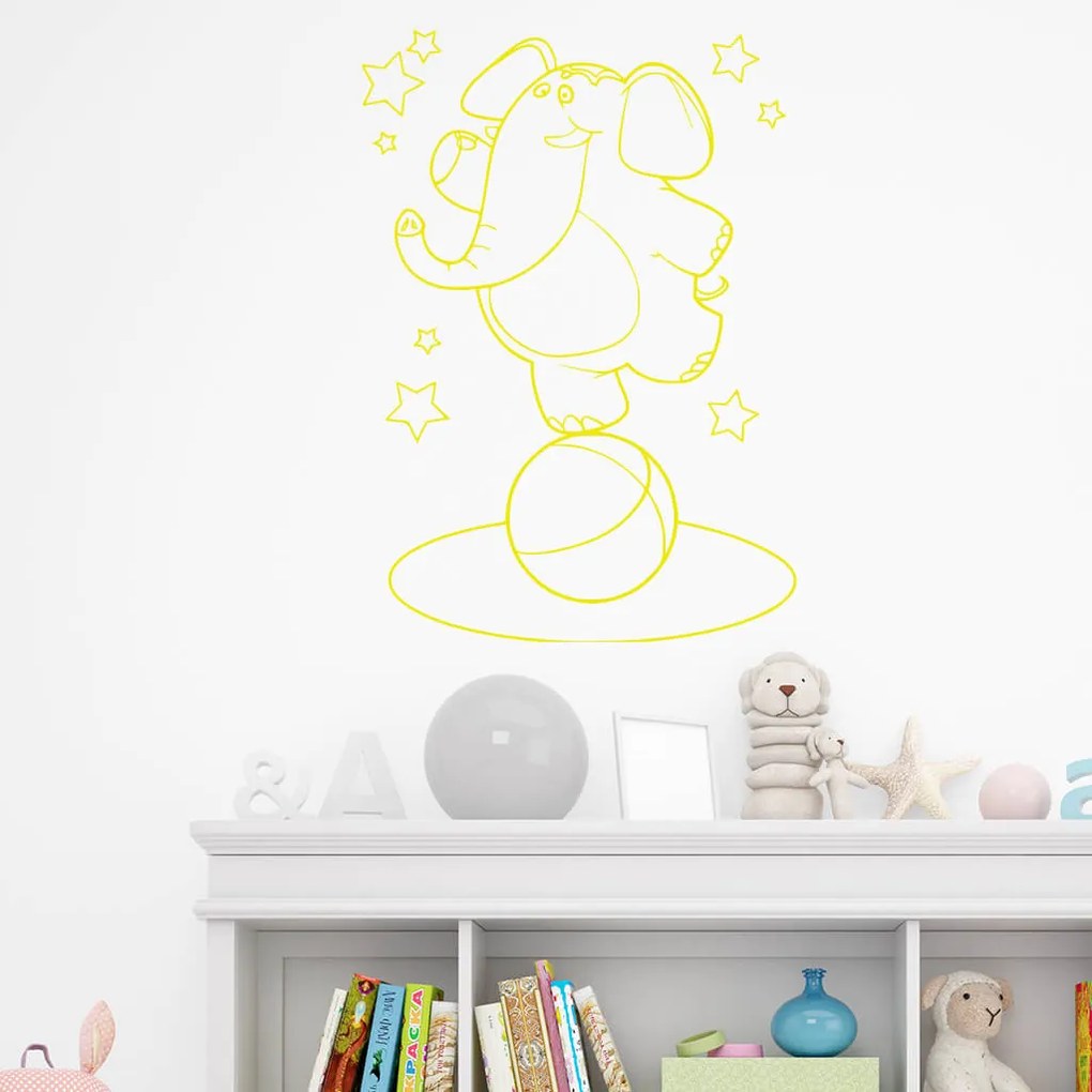 Veselá Stena Samolepka na stenu na stenu Slon akrobat Farba: černá