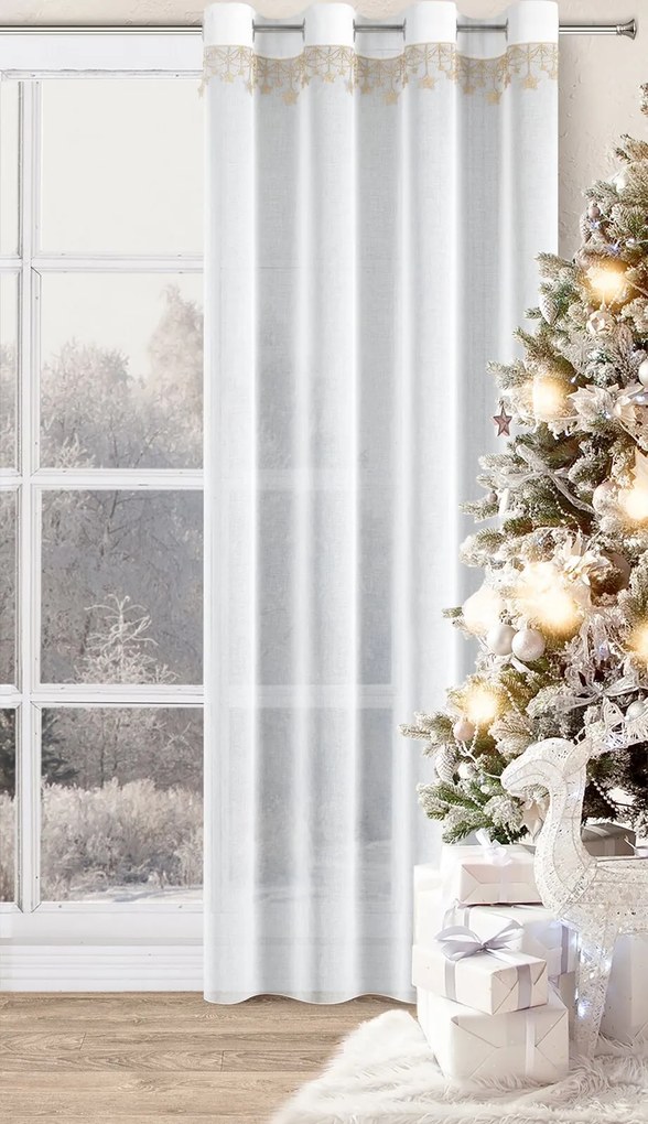 EUROFIRANY VIANOČNÁ ZÁCLONA NA KRÚŽKOCH XMAS 140X250 CM HVIEZDY
