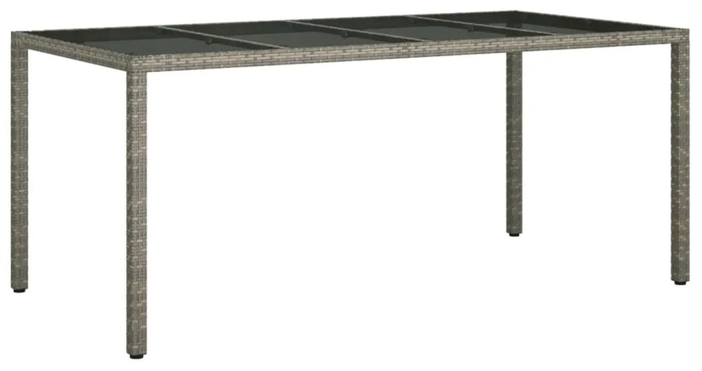 vidaXL Záhradný stôl sivý 190x90x75 cm tvrdené sklo a polyratan