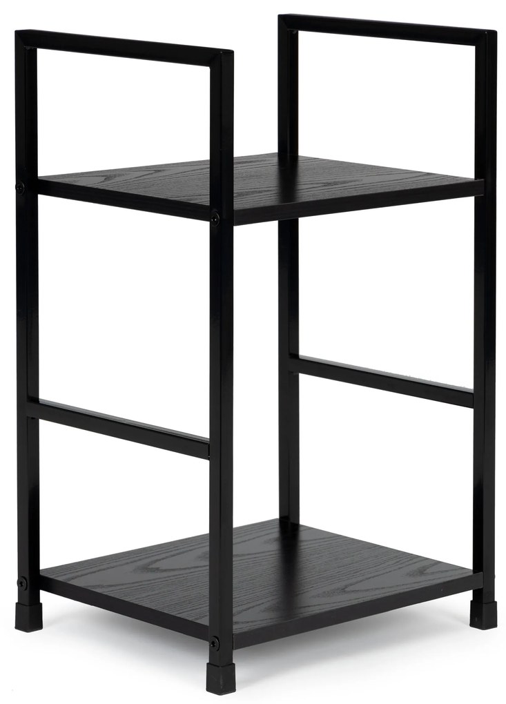Moderná drevená knižnica, nočný stolík s 2 policami, LOFT black