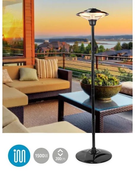 Nedis HTPA15EBK vonkajší elektrický ohrievač 200 cm 1500W/230V IP34