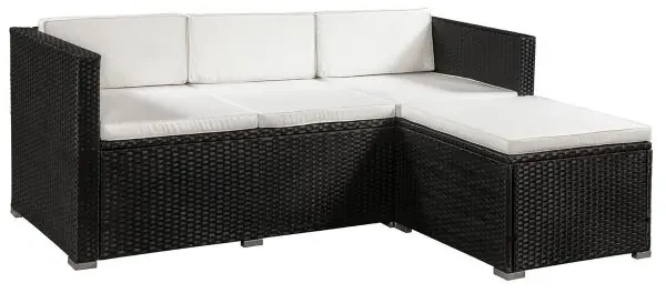 InternetovaZahrada - Záhradný ratanový set Punta Cana L - čierny/krémové podušky