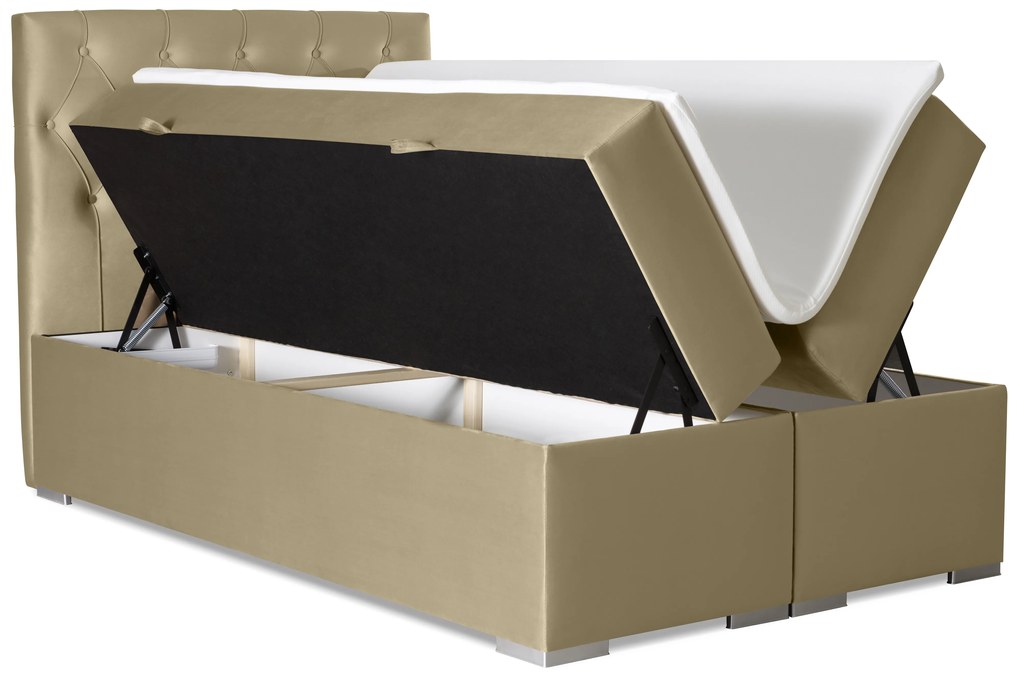 Manželská posteľ Boxspring 140 cm Ronda (zlatá) (s úložným priestorom). Akcia -20%. Vlastná spoľahlivá doprava až k Vám domov. 1044226