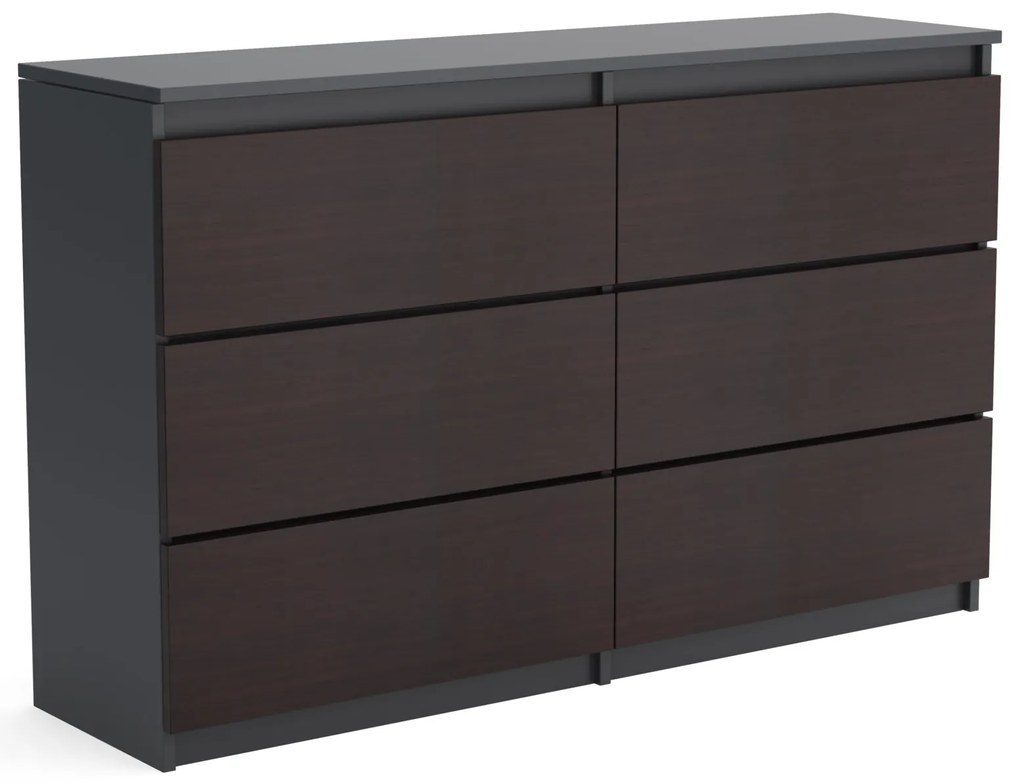 Veľká komoda 6 zásuviek ARIE šírka 120cm Antracit/Wenge