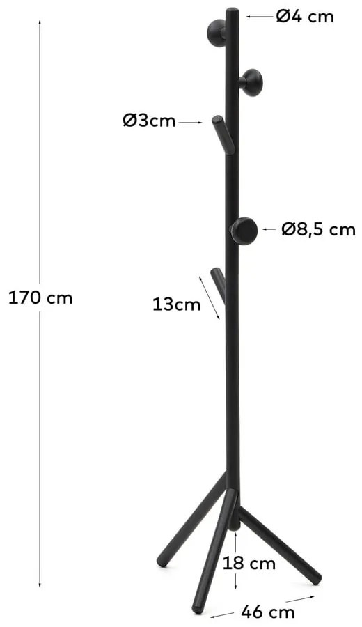 Čierny vešiak z bukového dreva 46x170 cm Nadue – Kave Home
