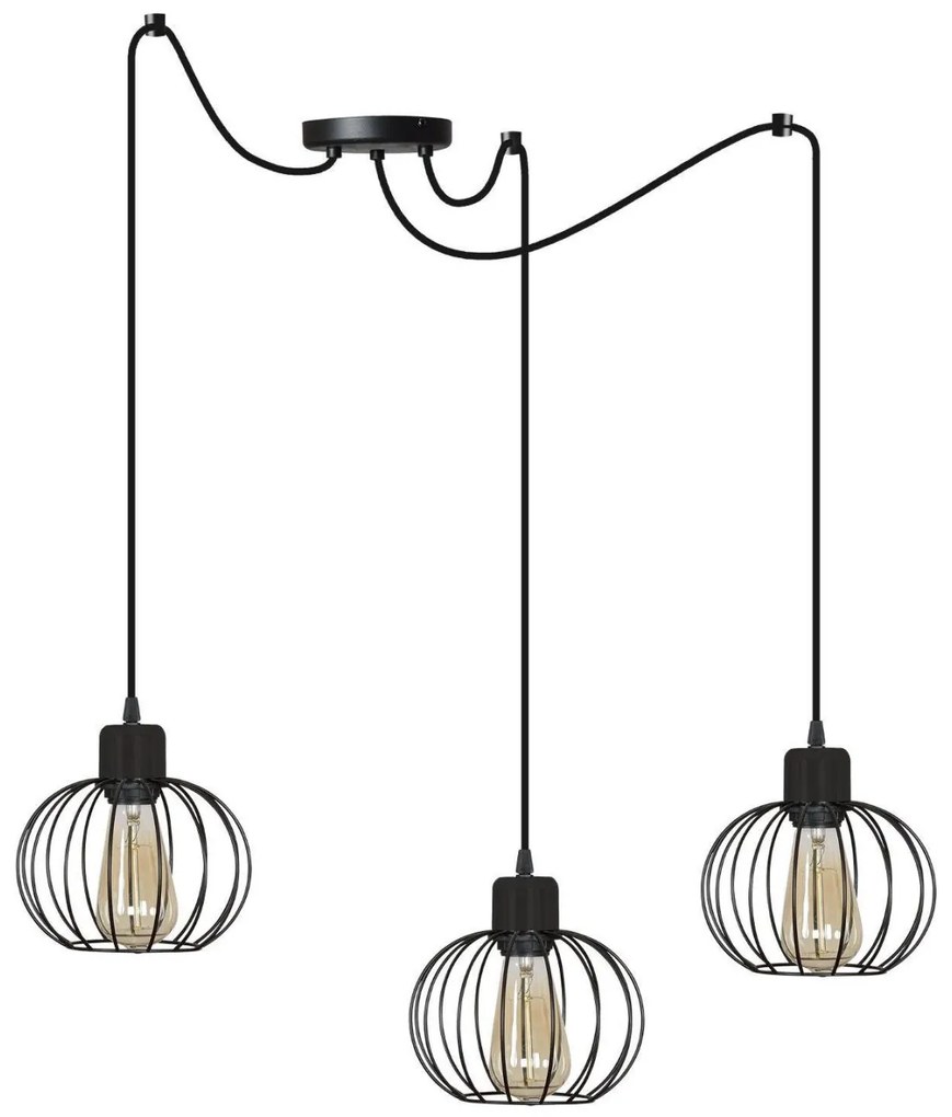 Závesné svietidlo Nuvola Spider, 3x drôtené tienidlo, (mix 4 tvarov tienidla)