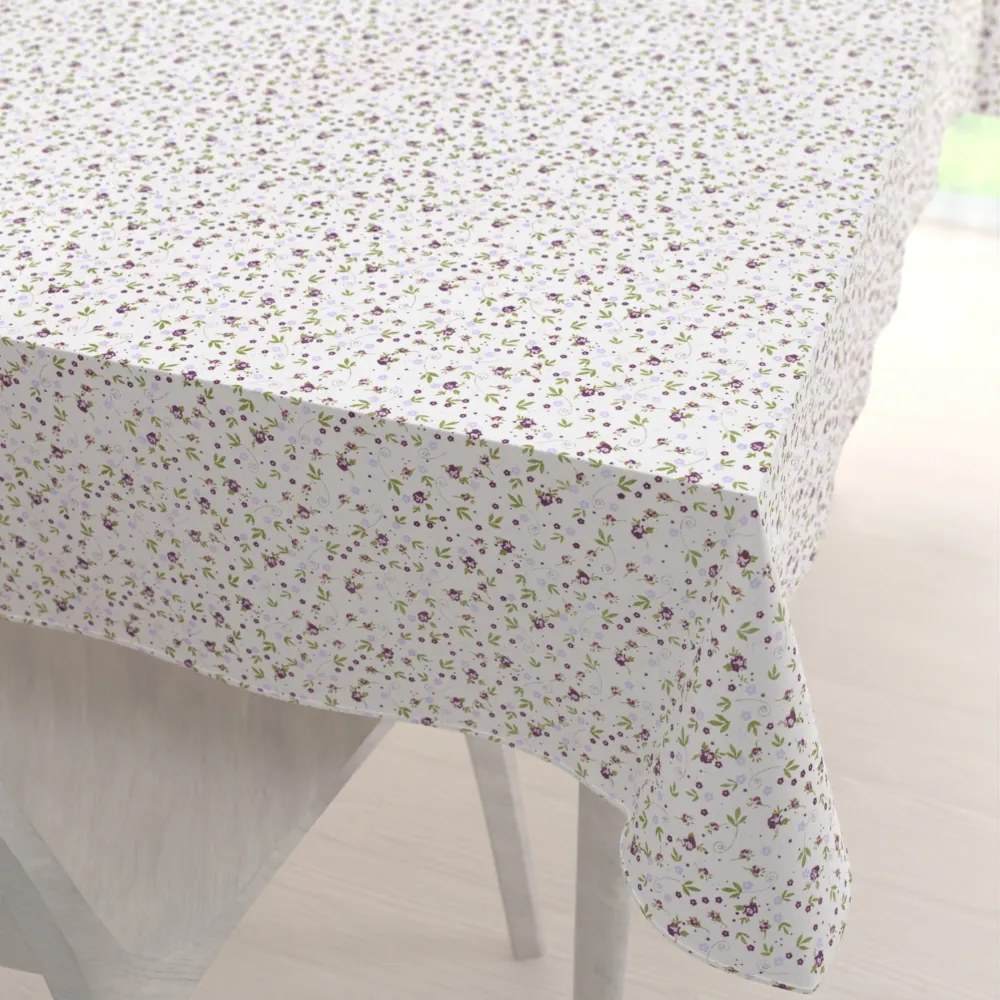 Biante Bavlnený obdĺžnikový obrus Sandra SA-004 Fialové ružičky 100x140 cm
