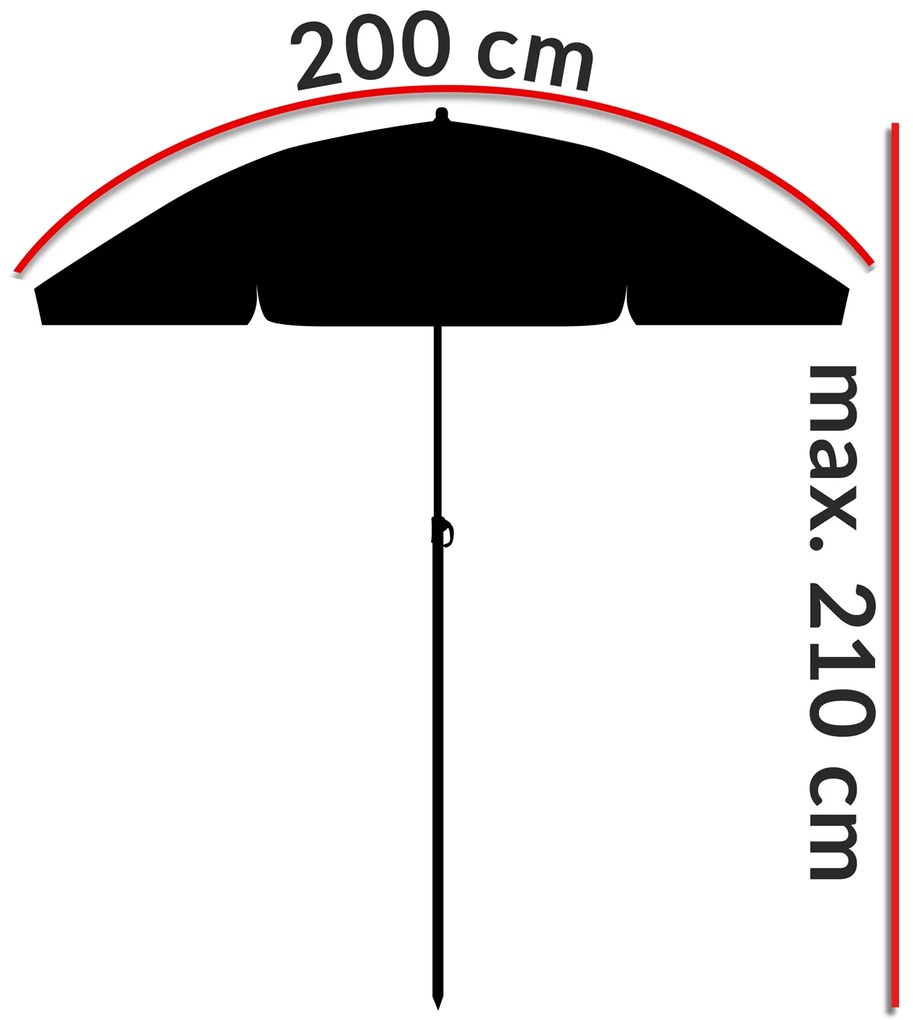 InternetovaZahrada Slnečník Crete Ø200 cm - červený