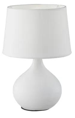 Biela stolová lampa z keramiky a tkaniny Trio Martin, výška 29 cm