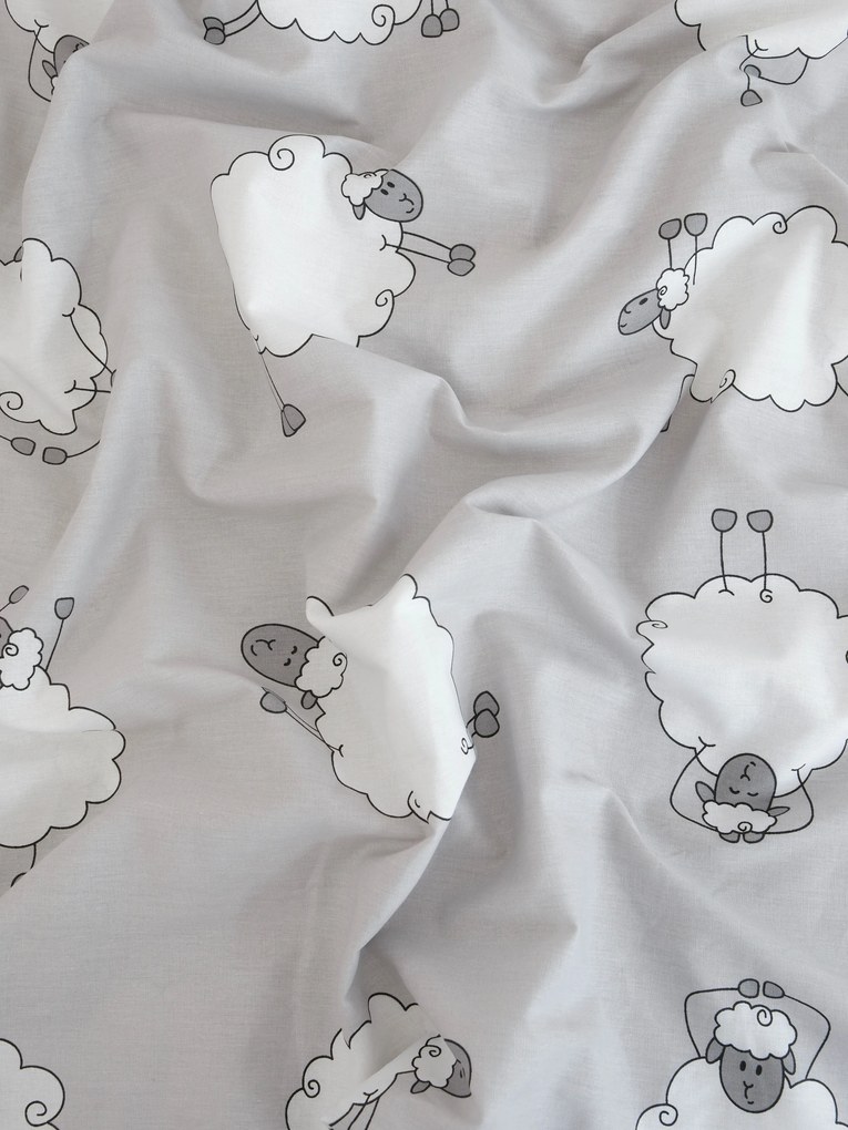 Bavlnená obliečka na vankúšik Renforcé 40 × 40 cm – Ovečky Morning Yoga sivá