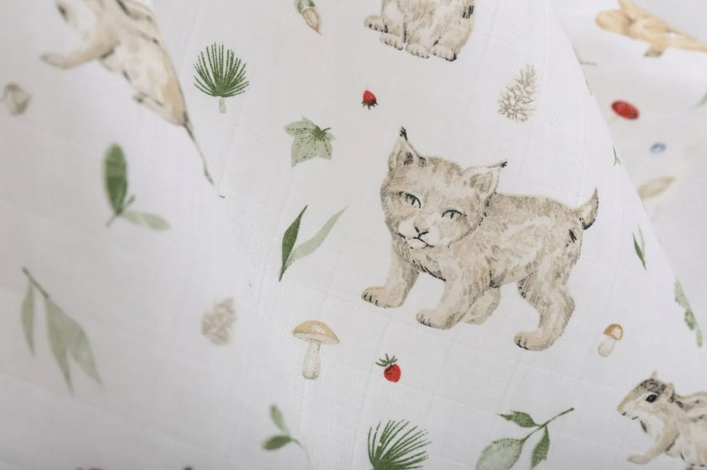 Detské mušelínové plienky BABYMAM PREMIUM 60x75 cm - sada 3 ks - Lesné zvieratká