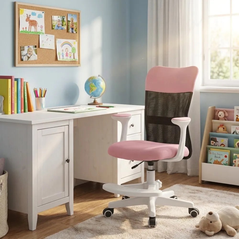Detská stolička Neoseat MONKEY WHITE s podnožou — látka, biela / svetlo ružová