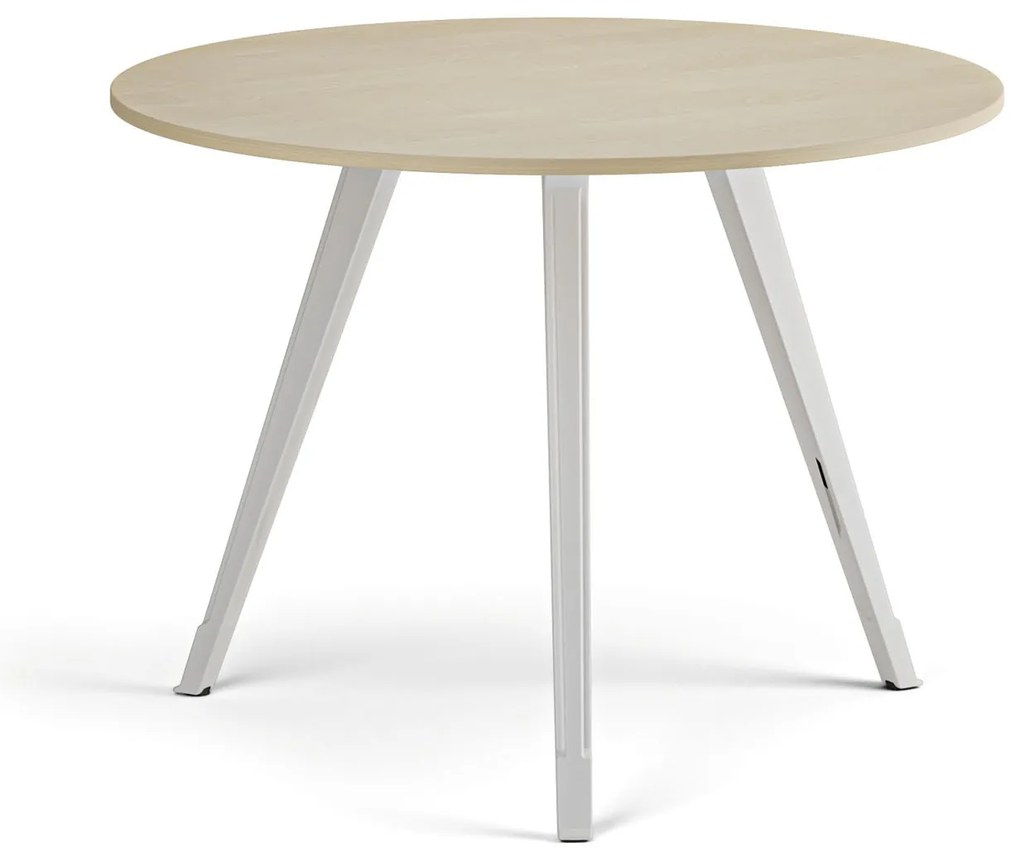 Konferenčný stôl PRIMO ZEN, priemer 100 cm, biela podnož, breza