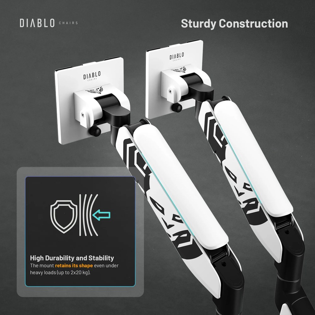 Držiak na dva monitory 35" RGB, bielo-čierny: Diablo X-Arm Dual