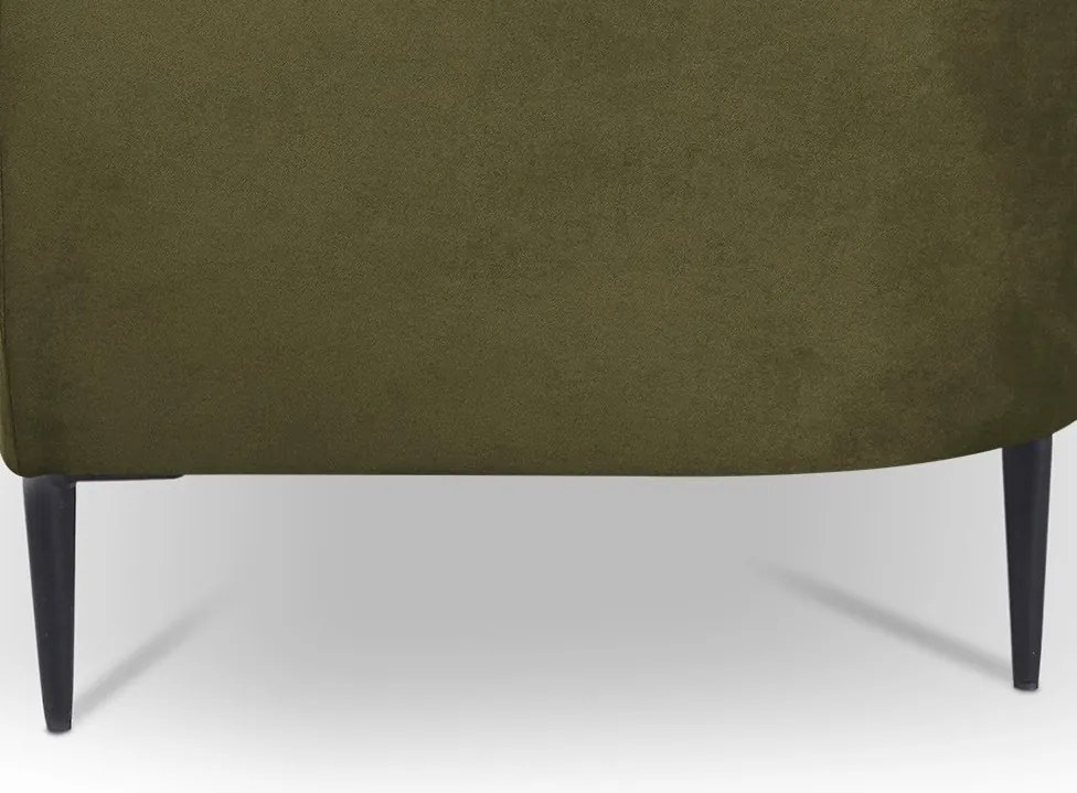 Trojmiestna pohovka Olivio, machovo zelená zamatová tkanina