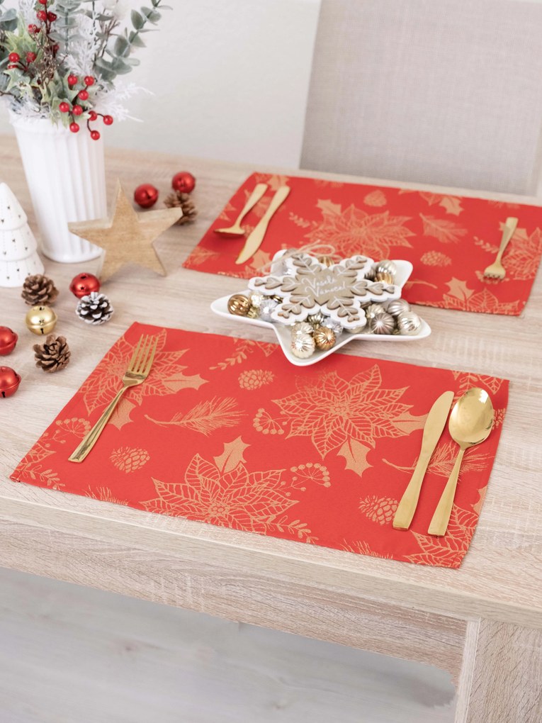 Lurexové vianočné prestieranie Slávnostná červená - 30 × 45 cm