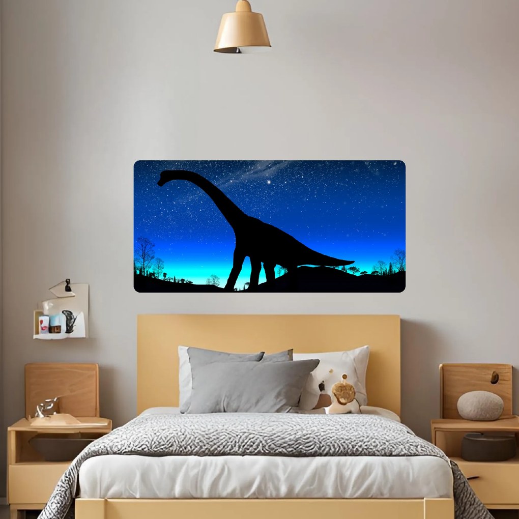 60x120cm Dinosaurus s nočnou oblohou - textilná nálepka na stenu