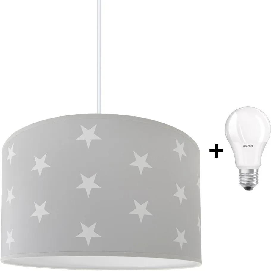 Lampdar LED Detský luster STARS GREY 1xE27/9W/230V LEDSA0303