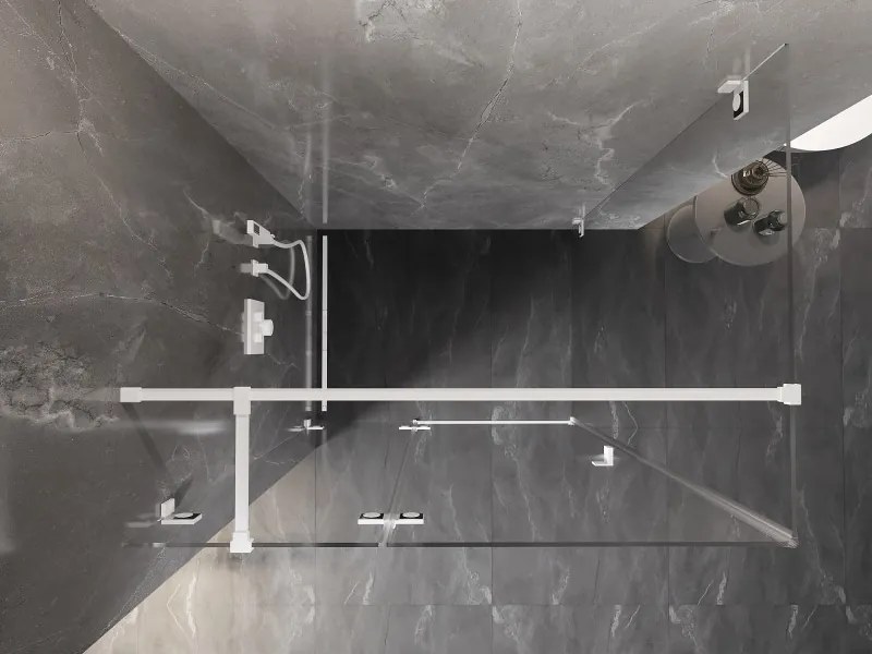 Mexen Lunar T, sklápací sprchový kút ľavý 80 x 110 cm, 8mm číre sklo, biely profil, 834T-080-110-20-00-L