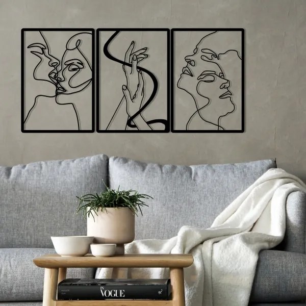 SADA 3x Nástenná dekorácia 109x50 cm láska kov