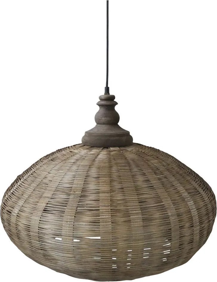 Prírodné drevené svetlo s ratanovým tienidlom Roellie - Ø 40*45 cm/ E27/ 25W
