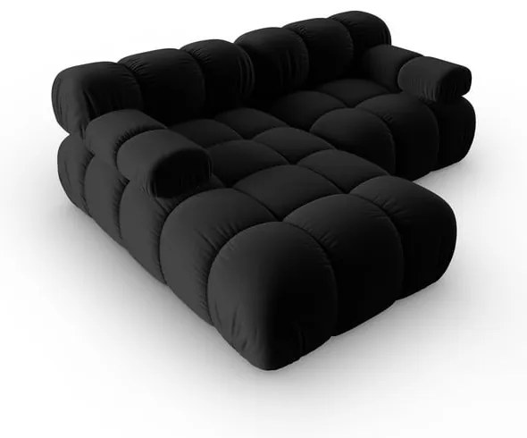 Čierna zamatová rohová pohovka (ľavý roh) Bellis – Micadoni Home