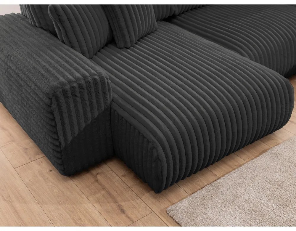 Tmavosivá menčestrová rohová pohovka (pravý roh/do tvaru "U") Justin – Ropez