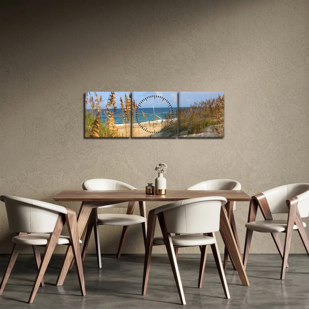 Obraz - Pláž (s hodinami) (90x30 cm)