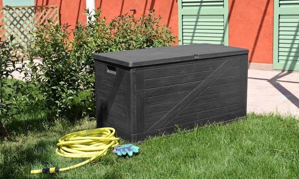 WOOD záhradný plastový úložný box 420 L, grafit