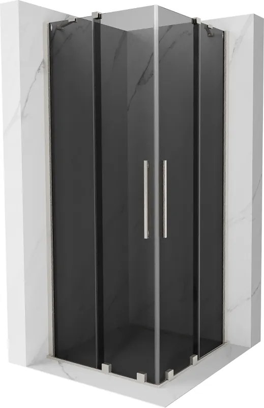 Mexen Velar Duo, sprchový kút s posuvnými dverami 100 x 100 cm, 8mm šedé sklo, brúsená oceľ, 871-100-100-42-97