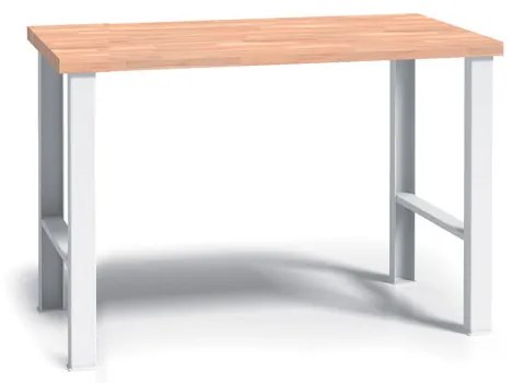 Pracovný stôl do dielne WL, buková škárovka, pevné kovové nohy, 1500 mm