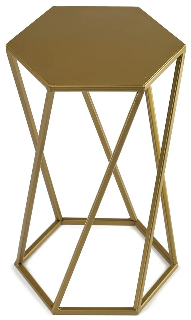 STOJAN NA KVETINÁČ HEXAGON 40X24X27 CM ZLATÁ